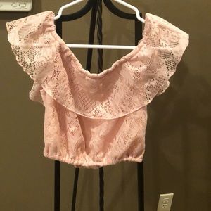 Light pink lace crop top